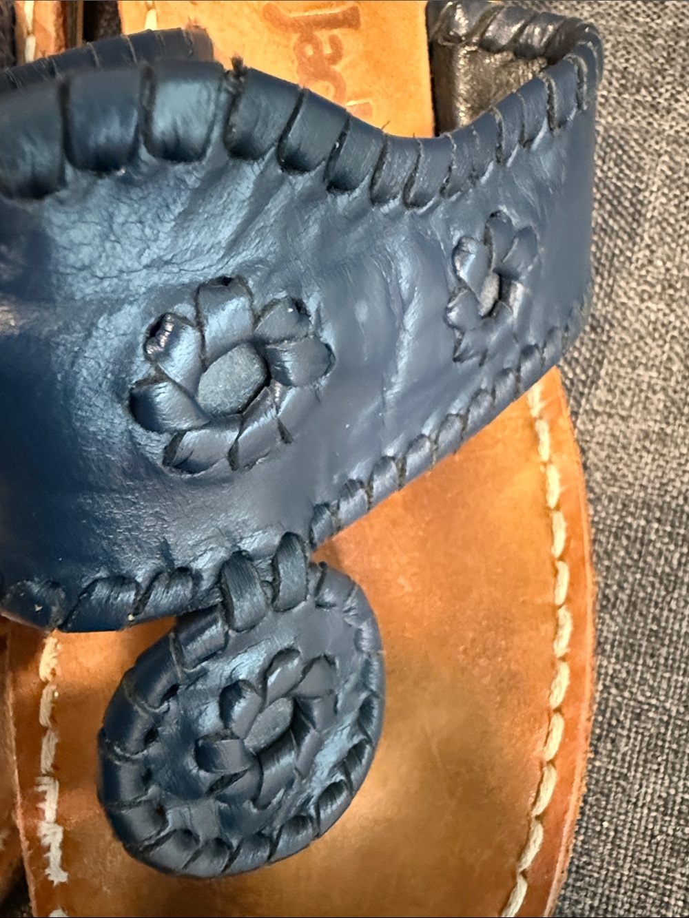 Jack Rogers Navy genuine Leather heeled Sandals handcrafted USA - Picture 8 of 10